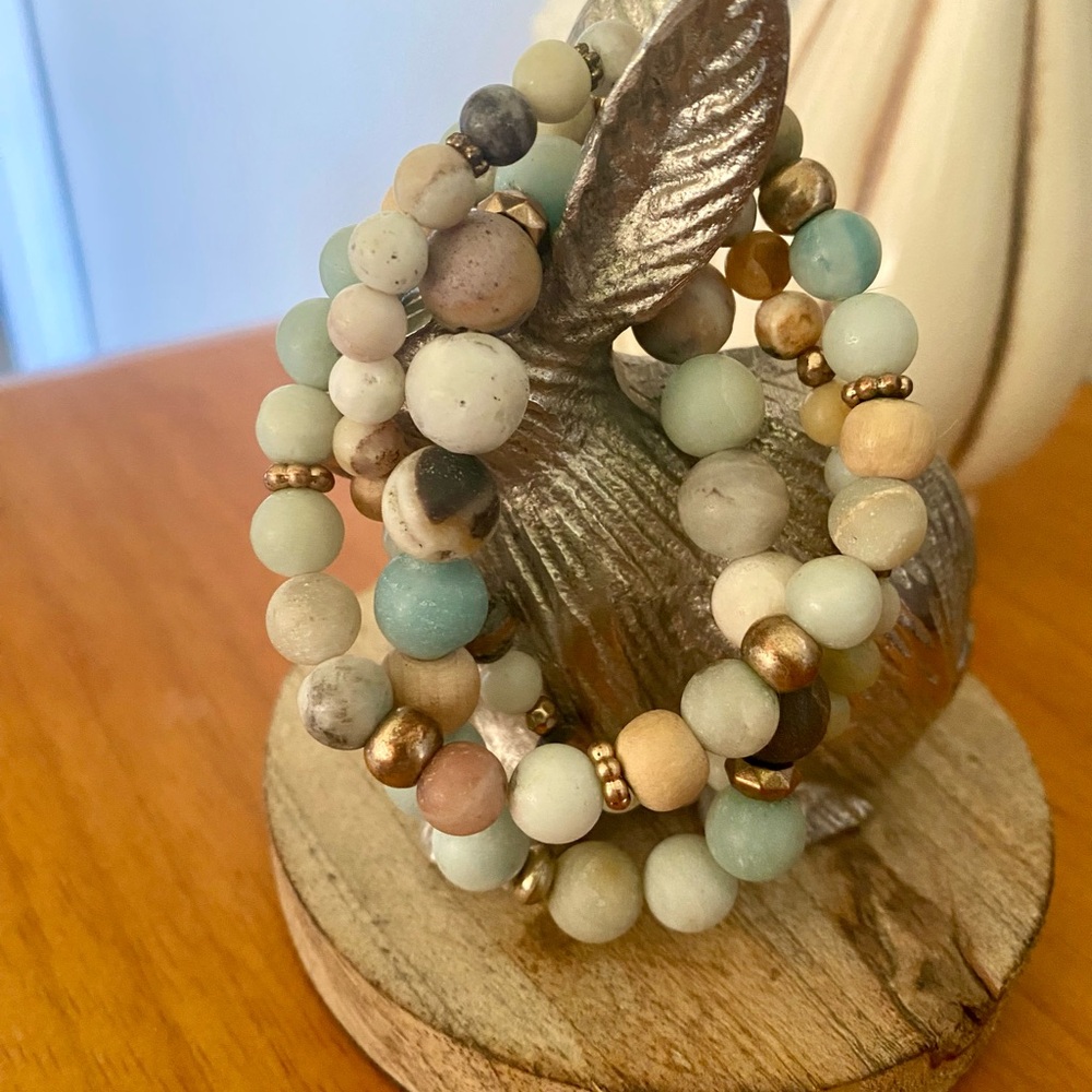 Matte Amazonite Bracelet Set - Picture 4 of 5